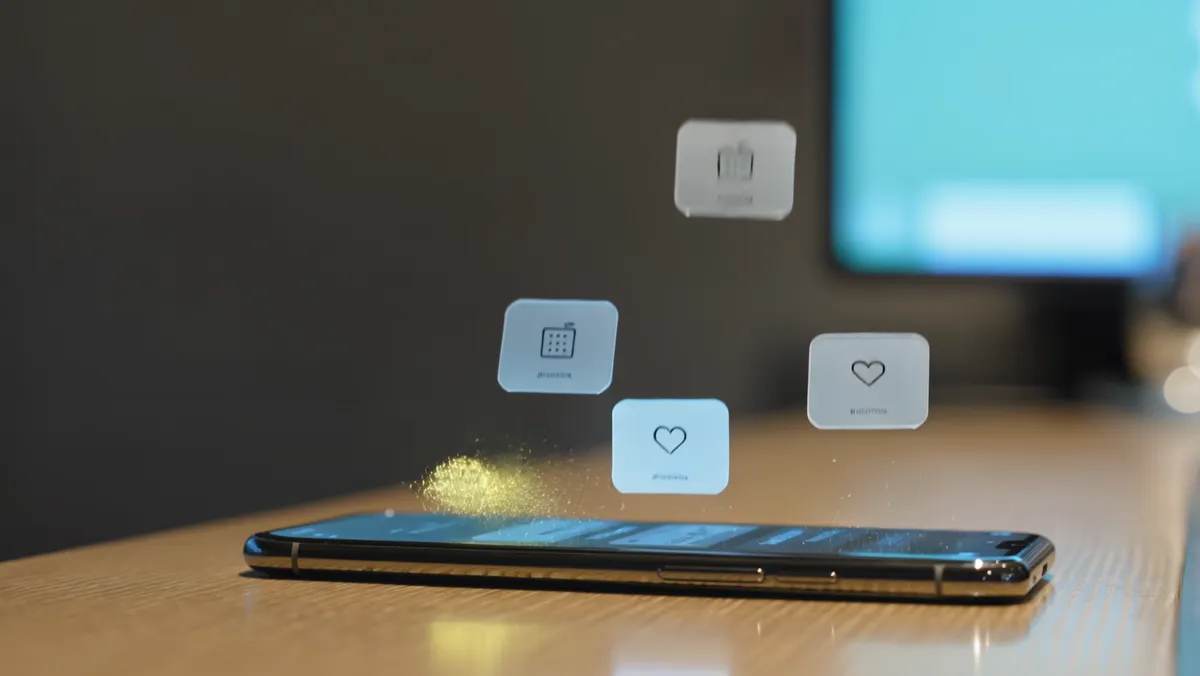 Celular recebendo notificações automáticas de lembrete e aniversário